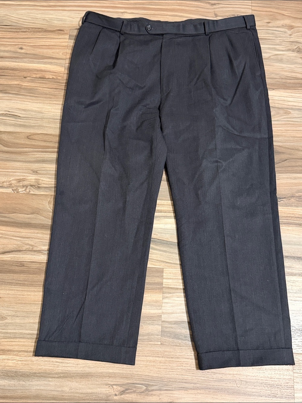 Brooks Brothers Pants Mens 44x30 Dark Gray 100% Wool Dress Pleated Cuffed